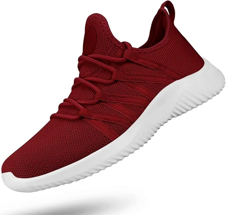 AI product photography hero shot of a red sneaker on a neutral background