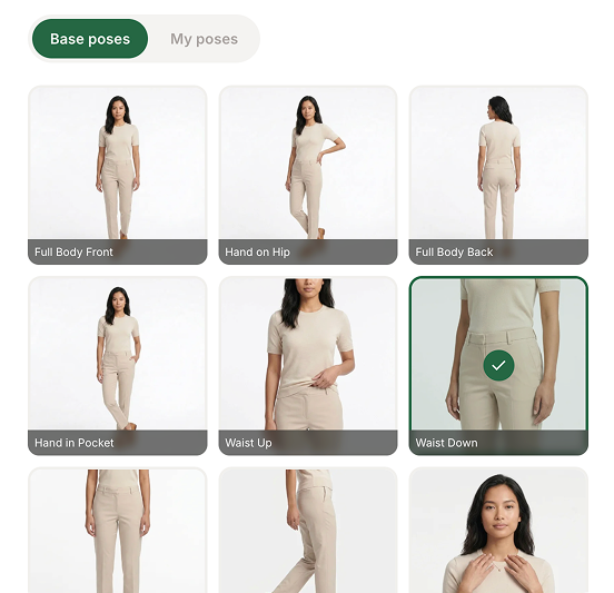 Amplyar model and pose selection interface