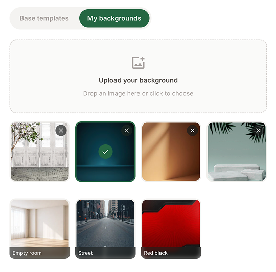 Amplyar background selection interface